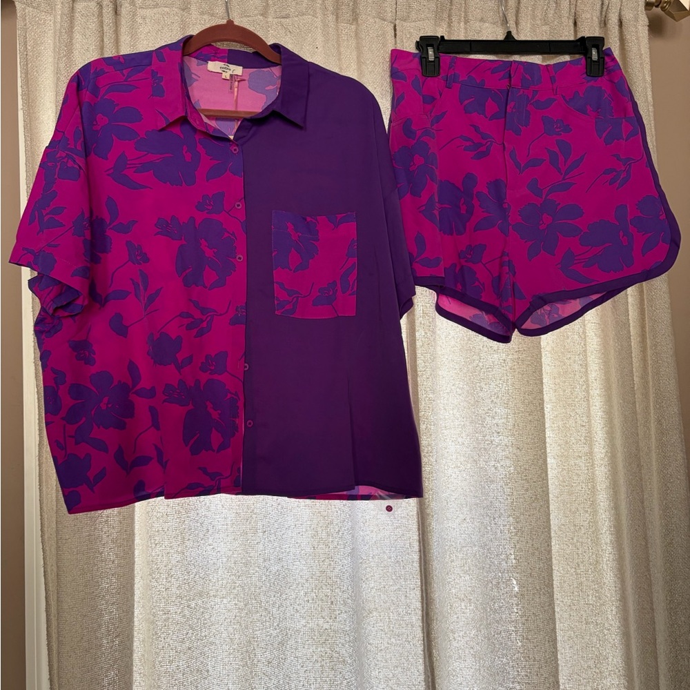 Entro Purple and Magenta Floral Two-Piece Set